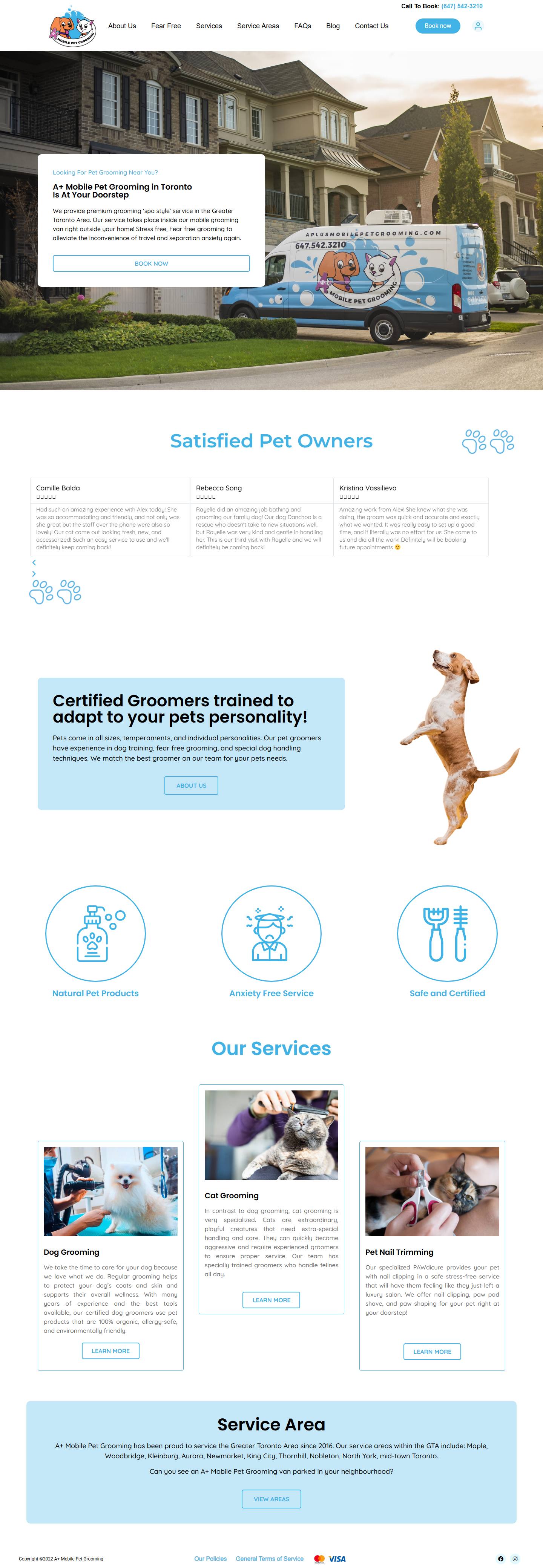 A Plus Mobile Pet Grooming website