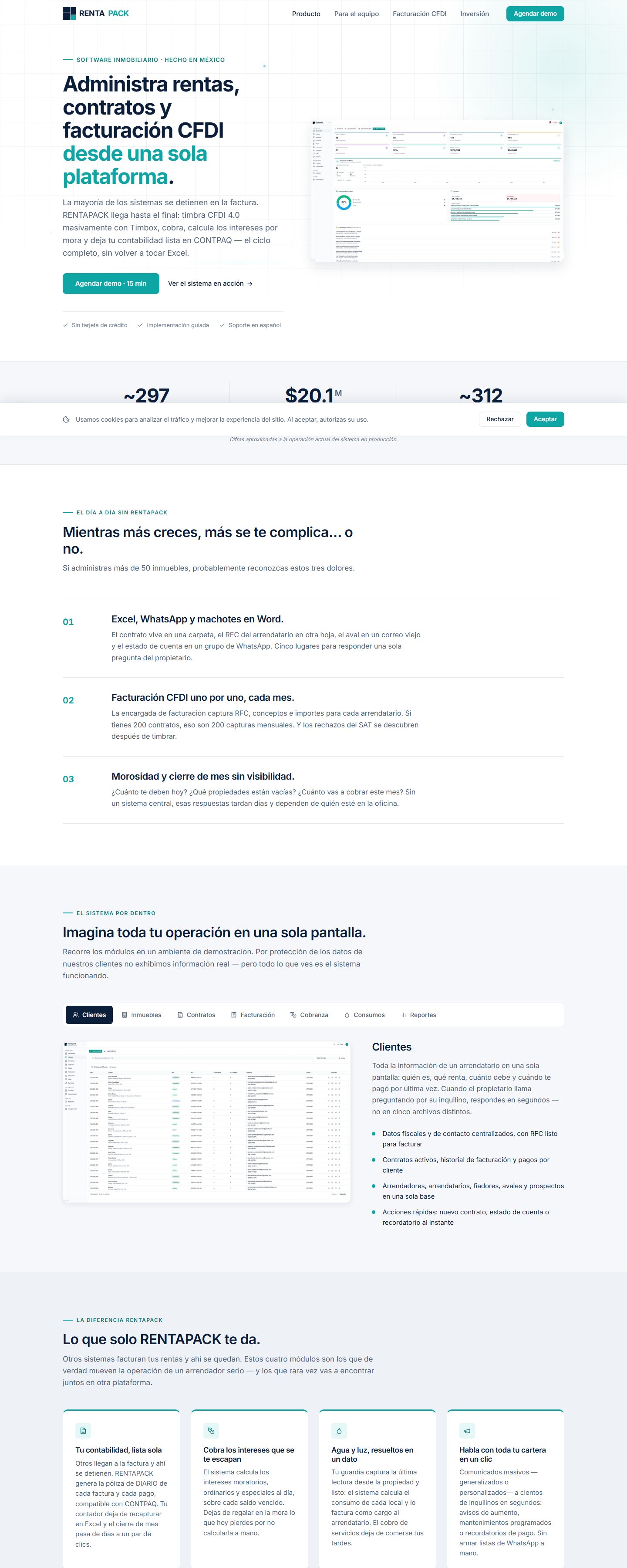 RENTAPACK — real-estate administration and CFDI invoicing platform